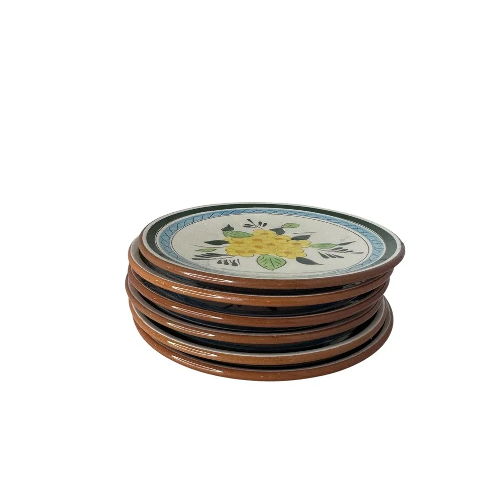 Stangl Pottery Country Garden Bread and Butter Plates Set of 6 Yellow Floral 6in